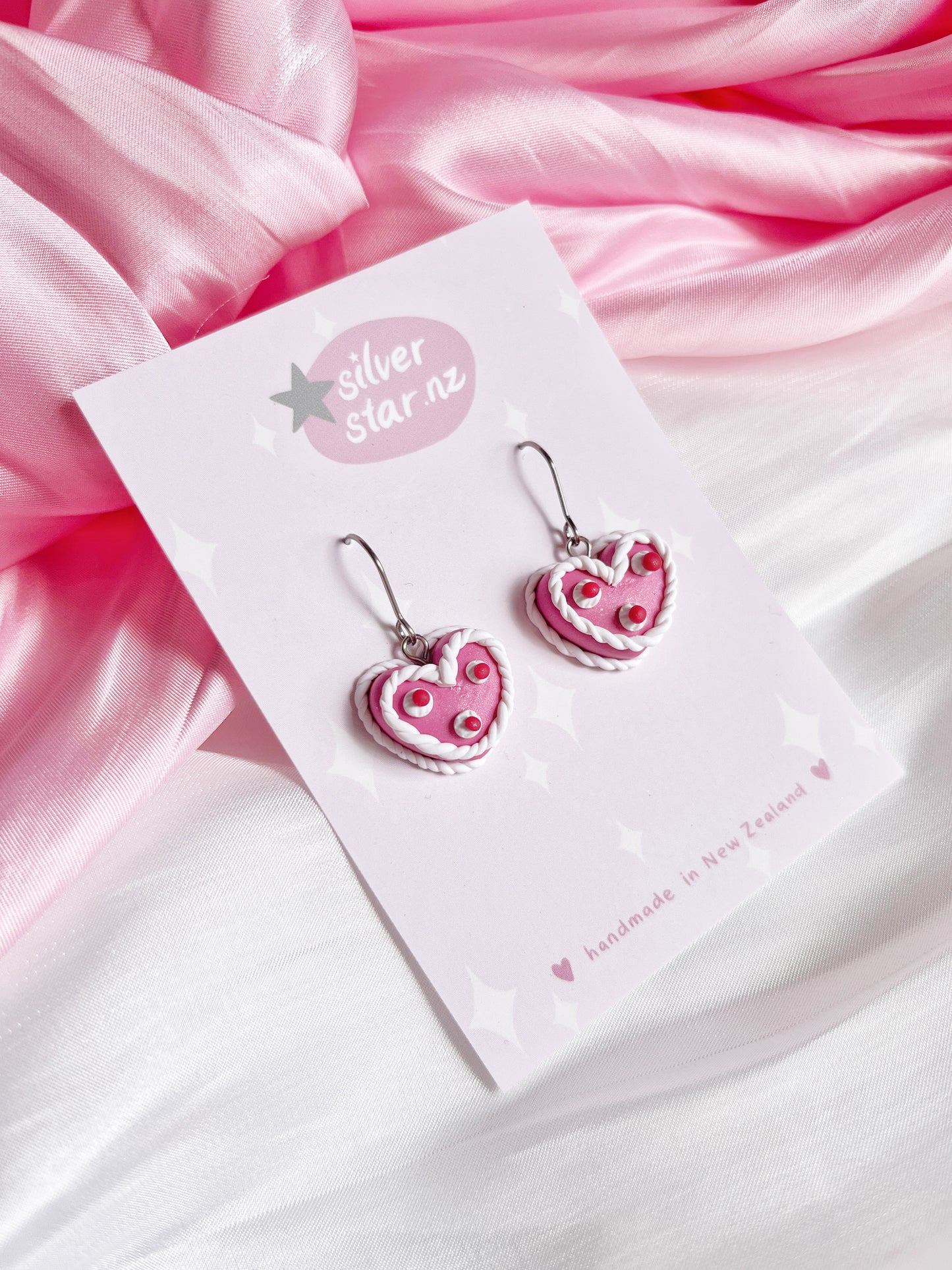 Vintage Heart Cake Polymer Clay Earrings