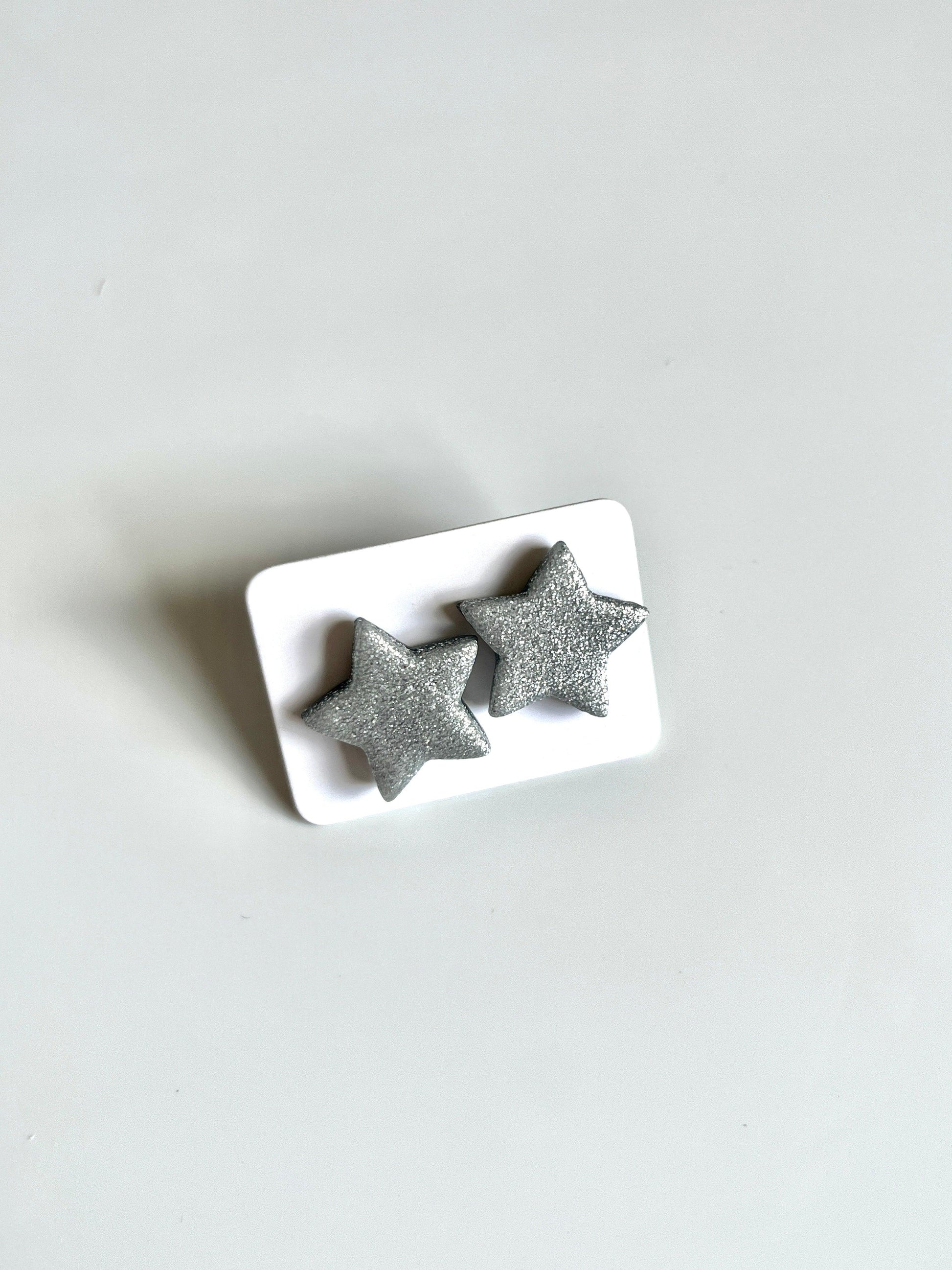 Silver Star Polymer Clay Stud Earrings - silverstar.nz