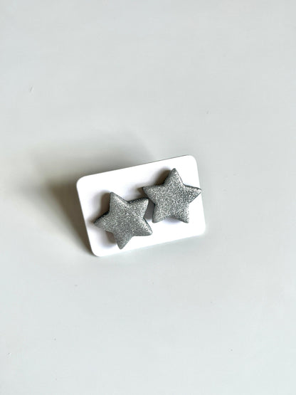 Silver Star Polymer Clay Stud Earrings - silverstar.nz