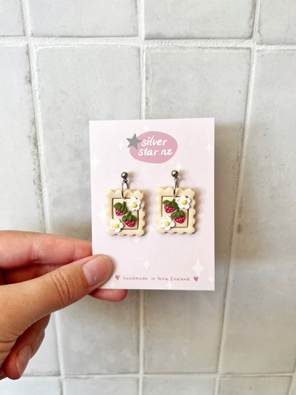 Strawberry Stamp Polymer Clay Earrings