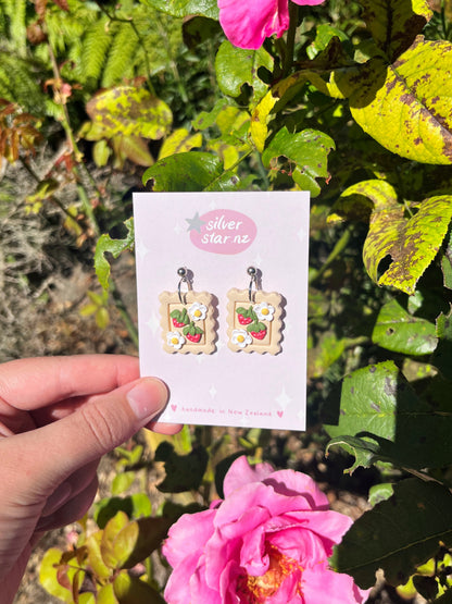 Strawberry Stamp Polymer Clay Earrings